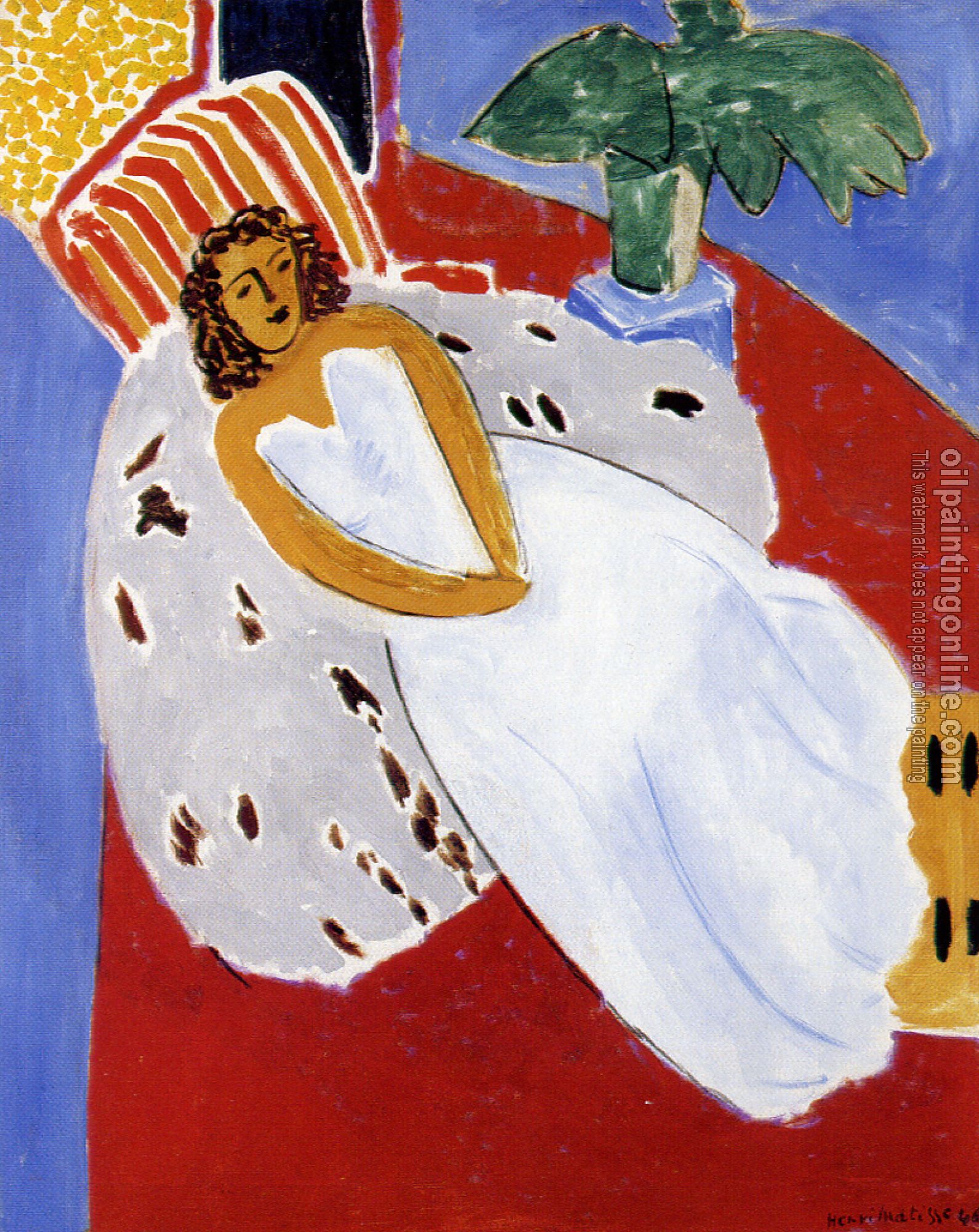 Matisse, Henri Emile Benoit - young woman in white red background